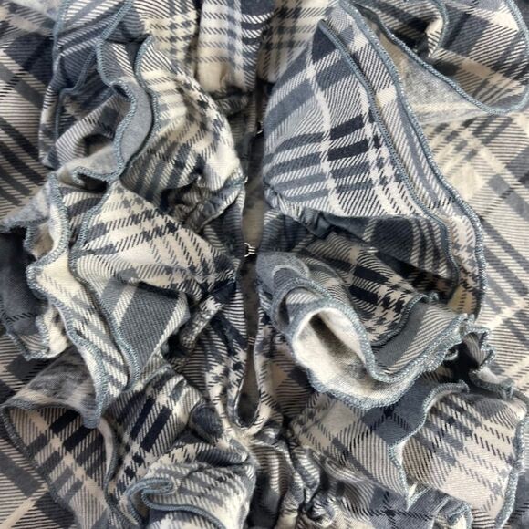 LRL Lauren Jeans Co. Plaid Ruffle Neck Top Sz M - Picture 5 of 10